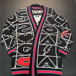 Desigual “Login Logo” Graphic Cardigan Lips Lightning Size M Wearable Art